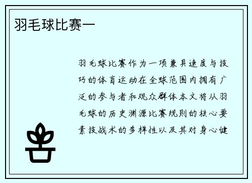 羽毛球比赛一