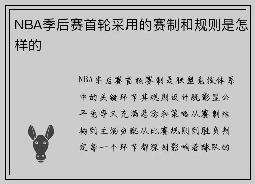NBA季后赛首轮采用的赛制和规则是怎样的